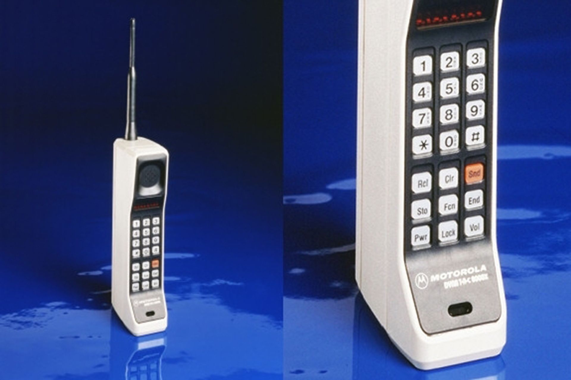 A DynaTAC 8000X - the first commercially available mobile phone from 1983. PHOTO: COURTESY OF MOTOROLA