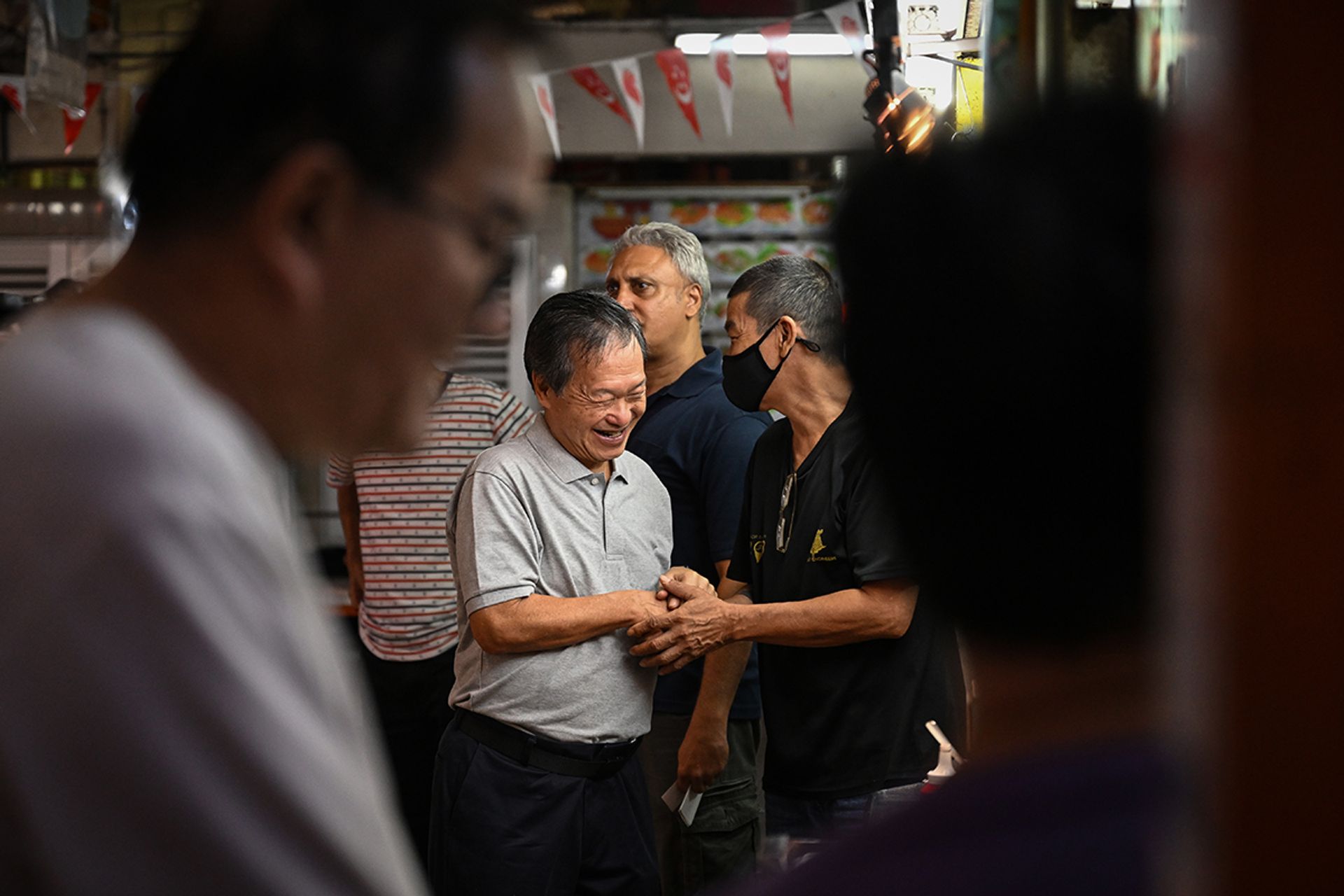 Mr Tan Kin Lian on a walkabout at West Coast Market Square on Aug 21, 2023. ST PHOTO: SHINTARO TAY